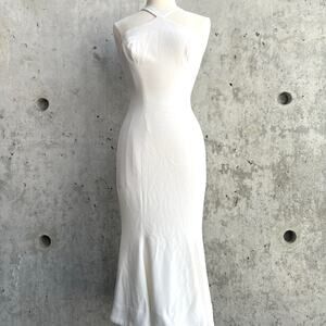 Dress The Population Ivory Tessa Midi Halter Mermaid Dress-Size M